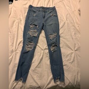 American Eagle Outfitters Light Blue Distressed Skinny Jeans